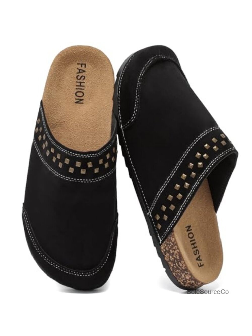 Women's Suede Clogs Slip-On Mules Arch Support Cork Footbed